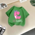 Grass green pink dinosaur short sleeve