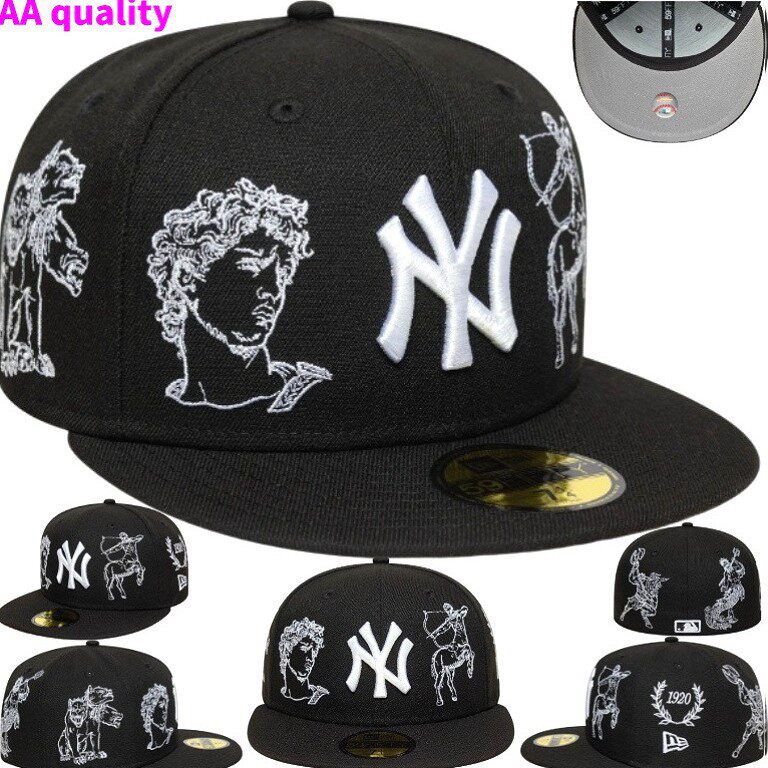 Трансграничный американский М.L.B.Полностью закрытая бейсболка New York Yankees с вышивкой, кепка с плоскими полями, нерегулируемый взрывной стиль Изображение 1