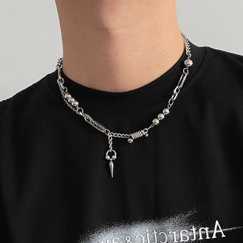 All-body titanium steel non-fading rivet stitching necklace men's hip-hop style clavicle chain women's niche design sweater chain