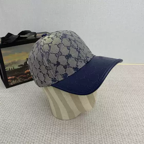 Correct Version of European and American Cross-Border Popular Duckbill Cap Pu Leather Brim Splicing Jacquard Letter Sun Hat Versatile Baseball Cap