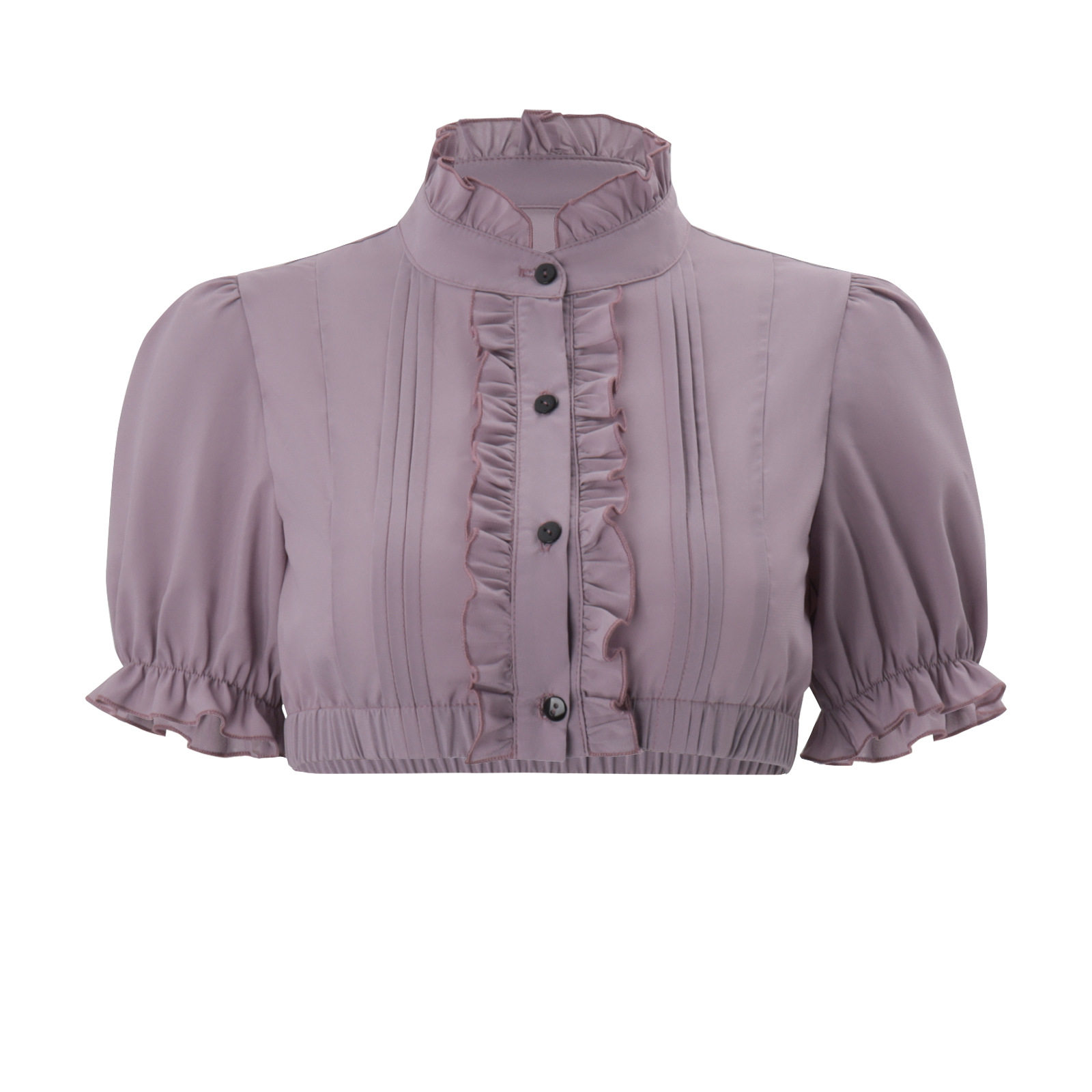 Womens Lantern Sleeve Blouse Stylish Sweet Versatile Ruffle Trim Spring Fashion Top Wholesale Available