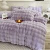 Solid Color Milk Velvet Bubble Velvet Four-Piece Set, Colorful Rabbit Velvet Rabbit Fur Bedding Four-Piece Set, Suitable for All Seasons
