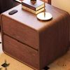 Light Luxury Solid Wood Bedside Table 2025 New Popular Cream Style Walnut Color Home Bedroom Bedside Storage Cabinet