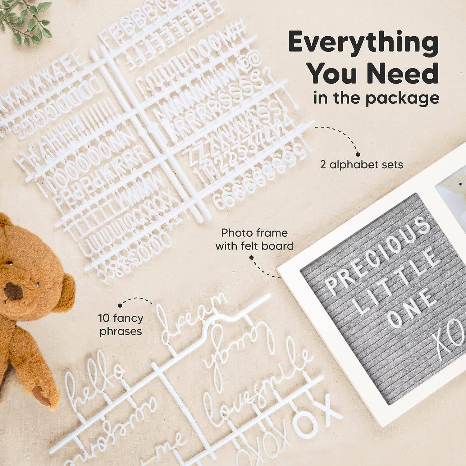 Amazon New felt letter message board with wooden baby growth commemorative album Baby growth photo frame