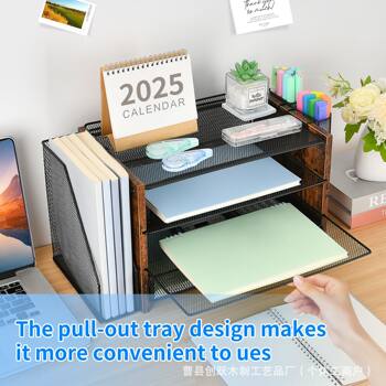 Wooden Storage Rack Desk File Contract Storage Rack with Drawer Desktop Book Storage and Organization