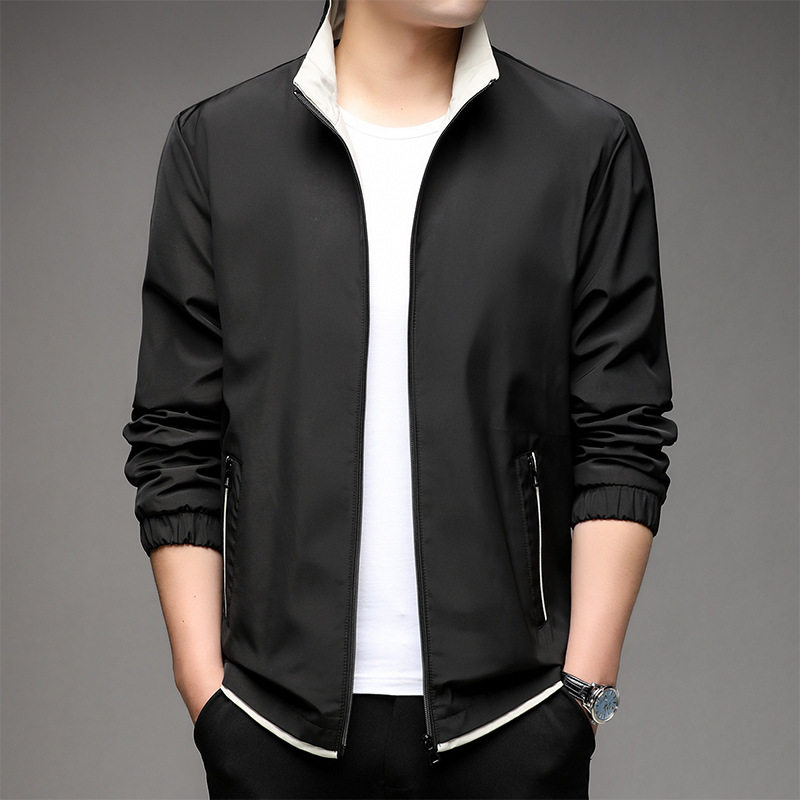 Áo Khoác Bomber Nam Cổ Trụ Dáng Rộng Phong Cách Hàn Quốc Màu Xám, Xanh Nhạt, Đen