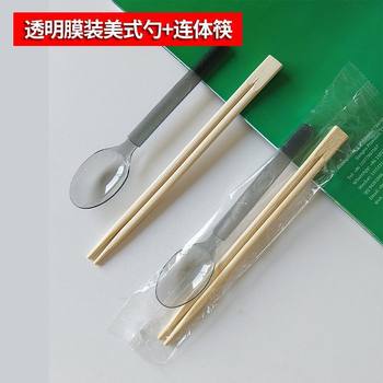 Disposable Thickeneded Spoon and Chopsticks Set Tableware Two-In-One Spoon and Chopsticks Two-Piece Set Takeaway Business Spoon and Chopsticks Plastic