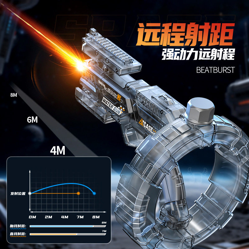 跨境喷火版聚能环太空水枪儿童水抢大容量全自动电动连发戏水玩具
