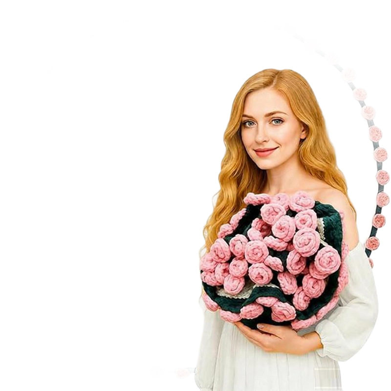 Finished Hand-Knitted Rose Bouquet Blanket, Flower Blanket, Wool Nap Blanket, Blanket for Girlfriend and Best Friend, New Christmas Gift