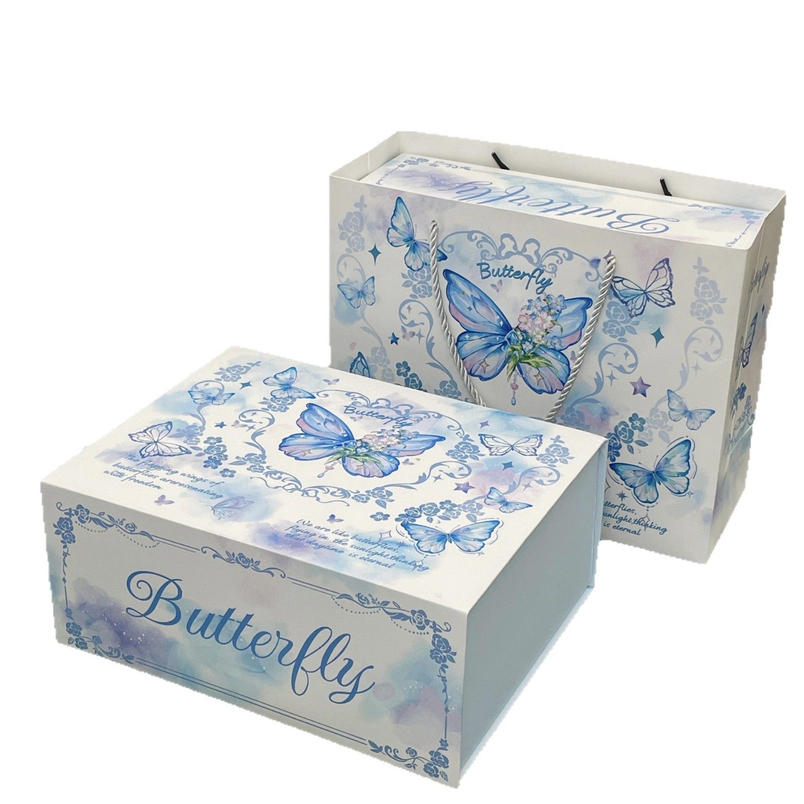 Gemstone Butterfly Gift Set High-Looking Ins Romantic Magnetic Gift Box Birthday Gift Storage Box Handbag