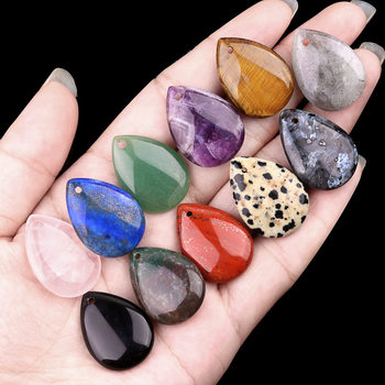 1617-Eethyst Rose Quartz Tiger Eye Stone Water Drop Pendant Crystal Gemstone Pendant DIY Earrings Necklace Bracelet Accessories