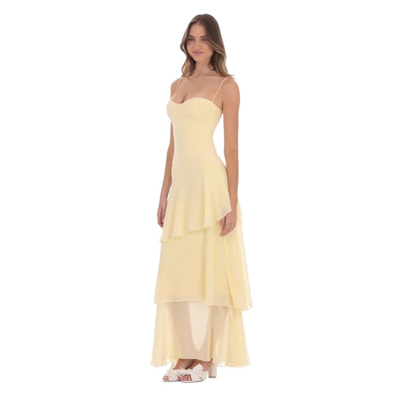 Womens Casual Maxi Dress Adjustable Straps Elegant Design Lightweight Fabric Perfect for Vacation or Summer Events