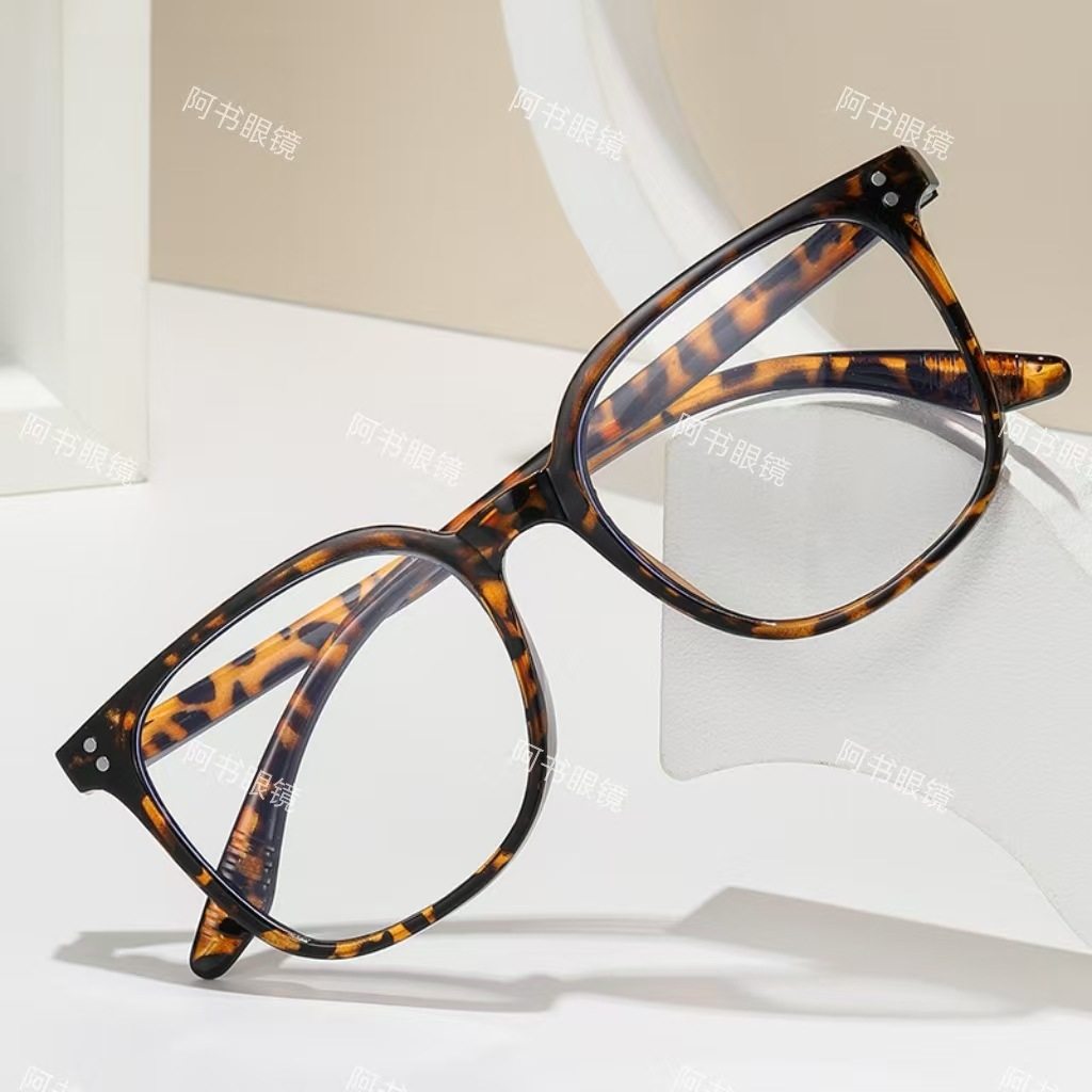 Korean Style Plain Anti-Blue Light Unisex Versatile Non-Prescription Glasses Wholesale, Can Be Fitted with Prescription Lenses, Tortoiseshell Plain Glasses Frame