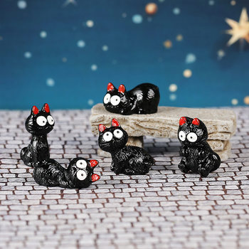 Creative Micro-Landscape Black Halloween Little Black Cat Handmade DIY Resin Crafts Gardening Decoration Small Ornaments