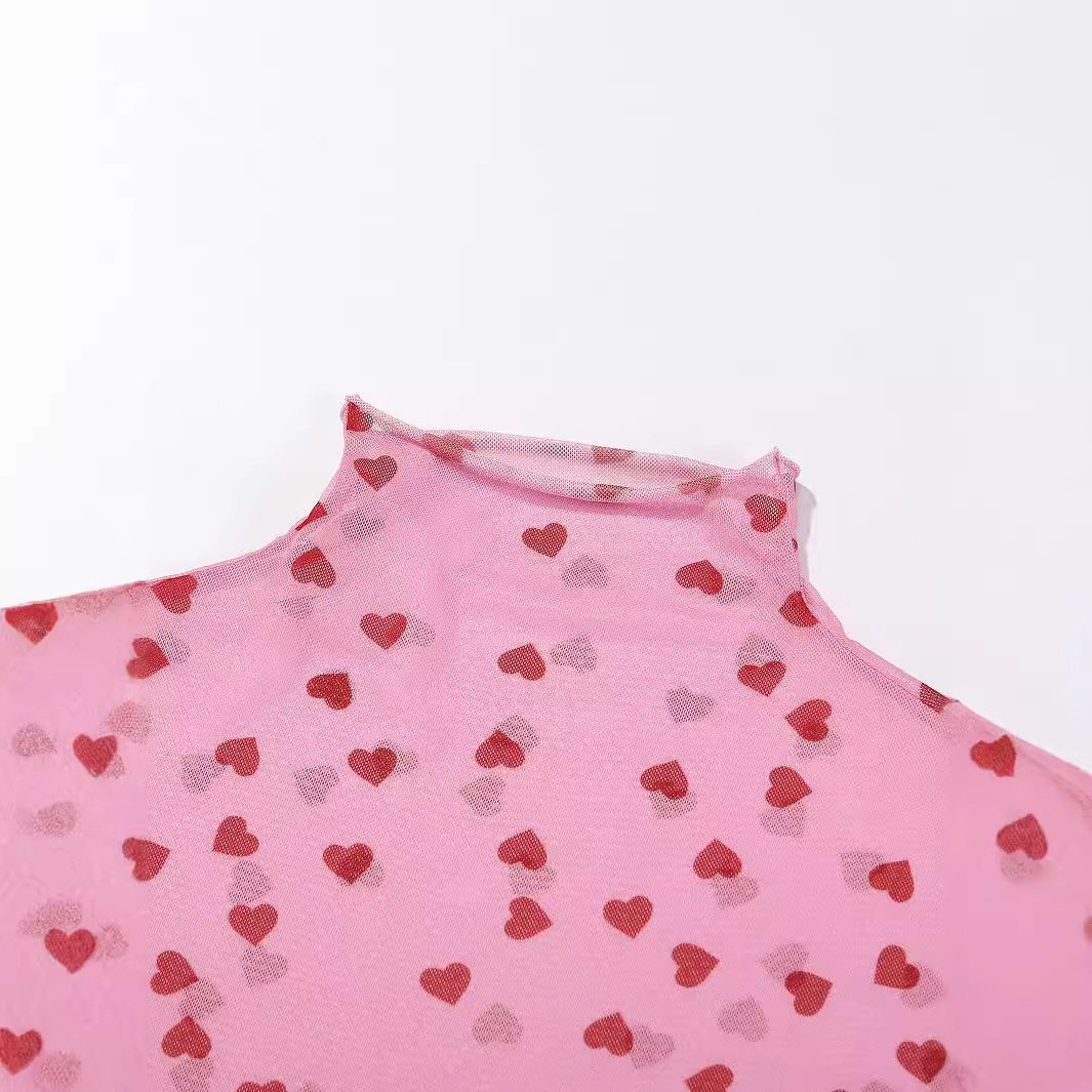 Short Cropped T Shirt Sweet Floral Print Sheer Fabric Casual Style Perfect for Summer Outings Wholesale Available