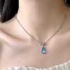 French Clear Green Water Drops Blue Ocean Necklace Clavicle Chain Snake Bone Fashion Personality Titanium Steel Gold Plated Necklace Wholesale