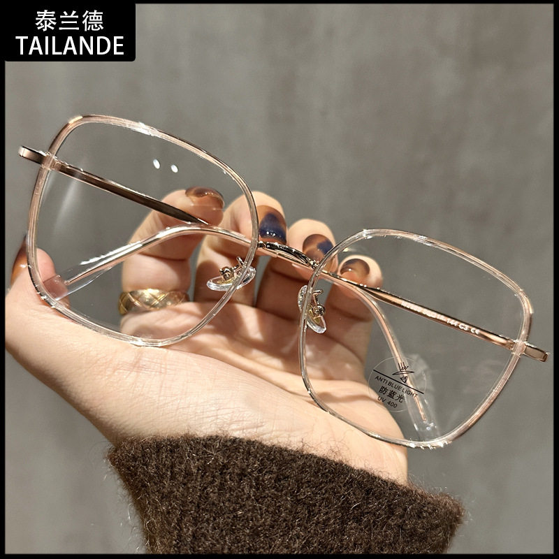 M2989 E-Commerce Large-Frame Metal Myopia Glasses for Men and Women Wholesale Autumn and Winter Hot-Selling Teddy Brown Flat Frames