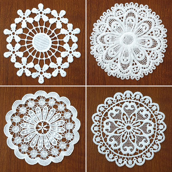 Water-soluble Embroider Cut Out Lace Handmade Round Embroider Flower Clothing Decorative Tablecloth Coaster Home Accessories Accessories