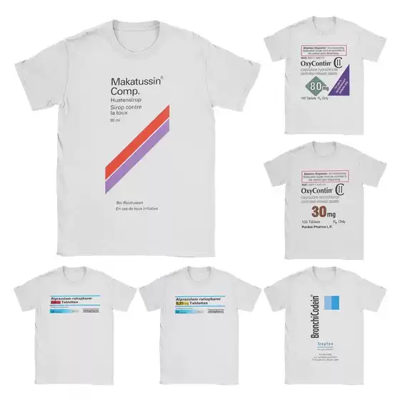 Men t Shirts Makatussin Comp 80ml Label Vintage Cotton