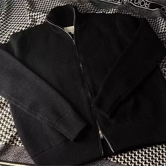 Margiela Style Autumn and Winter Fashion Thickened Sweater Zipper Lazy High Neck Loose Casual Fashion Brand Wool Jacket