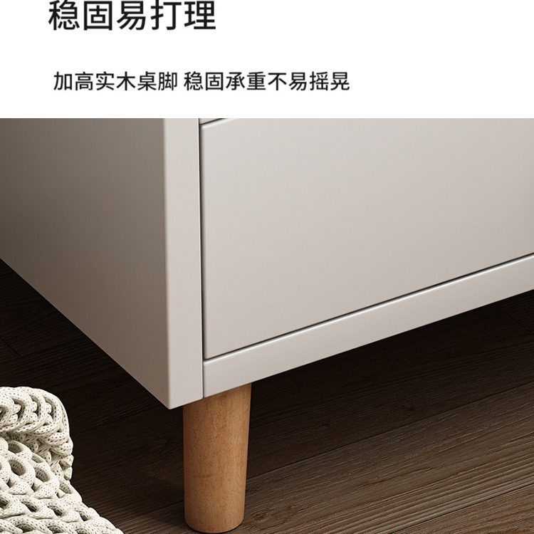 Bedside Table Simple Modern Solid Wood Leg Storage Cabinet Small Simple Bedroom Home 2024 New Bedside Storage Rack
