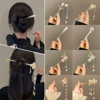 New Chinese Style Tassel Flower Hairpin Women's Antique High-end Hair Hairpin Hanfu Cheongsam Hair Hairpin Headwear