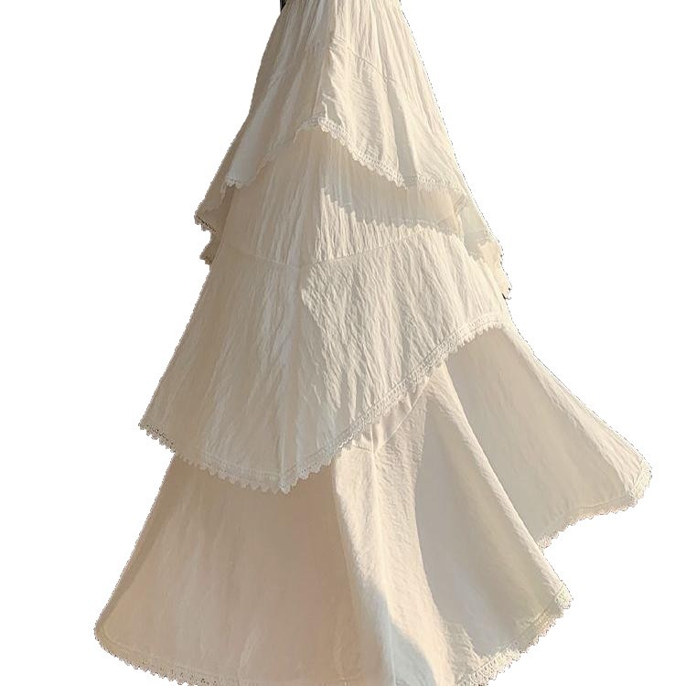 Irregular White Lace Maxi Dress Elegant A Line Silhouette Flowy Design Perfect for Parties Wholesale Available