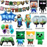 Воздушный шар из алюминиевой пленки Minecraft, Кули боится пиксельного латексного шарика, украшает игровую вечеринку мультяшным флагом