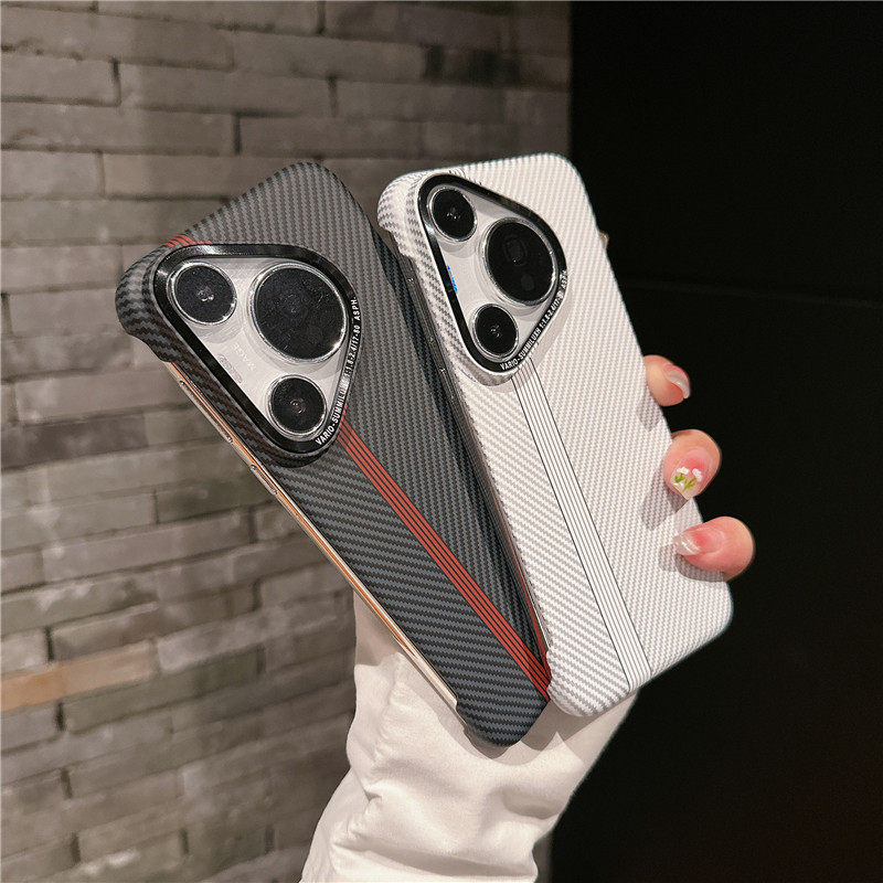 Kevlar Carbon Fiber Pattern Huawei mate70pro Phone Case pura70pro Borderless Protective Case for RS