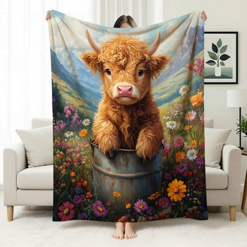Cute England Highland Cow Flannel Blanket Warm Soft Nap Blanket Shawl Throw Blanket Office Blanket