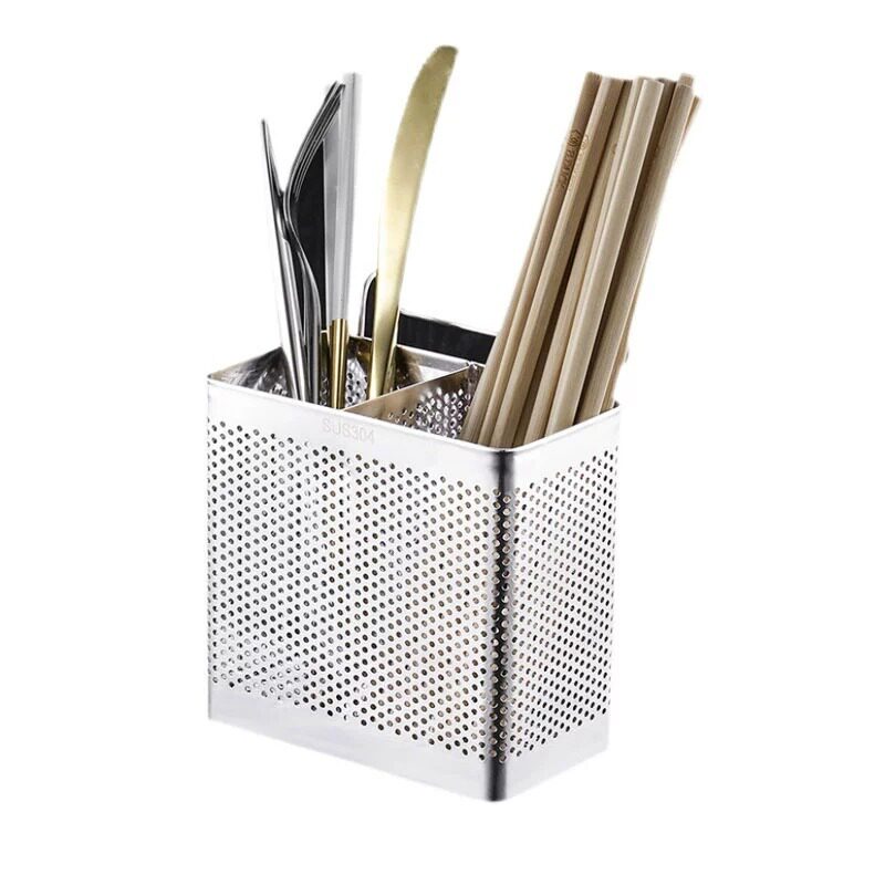 Chopstick Barrel Wall-Mounted Punch-Free Stainless Steel Drain Storage Box Multi-Purpose Chopstick Cage Chopstick Basket Kitchen Storage Rack