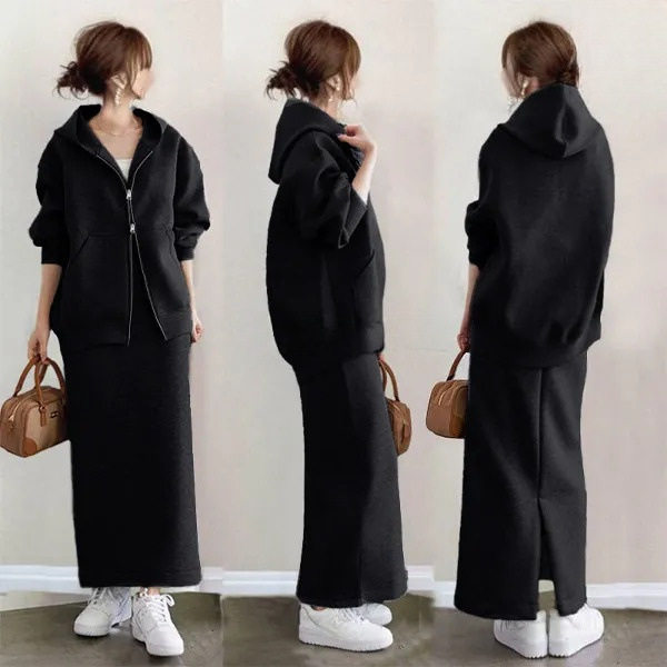 High-Quality Foreign Trade 2026 Spring and Autumn New Style Women's Set: Hooded Zip-Up Sweatshirt Jacket + Casual Skirt Two-Piece Set