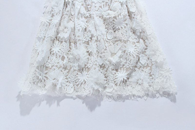 Đầm trắng nữ Việt Nam phong cách Pháp mềm mại chất liệu organza phối ren — Trắng chi tiết 11