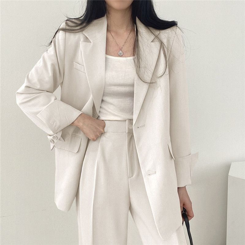 Chic Korean Style Blazer Set Elegant Mid Length Design Youthful Vibes Bright Colors Perfect for Spring and Autumn