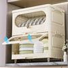 Cross-Border Multi-Layer Kitchen Drain Cupboard Flip-Top Folding Dust-Proof Dish Rack Kitchen Tableware Storage Rack