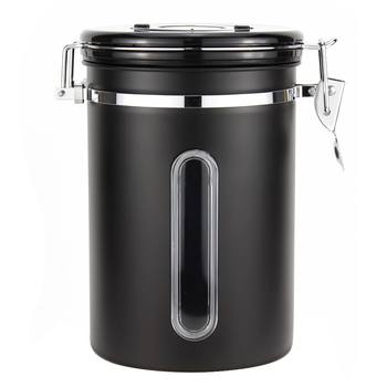 Open window coffee sealed tank coffee bean storage tank stainless steel one-way exhaust storage tank with date wheel