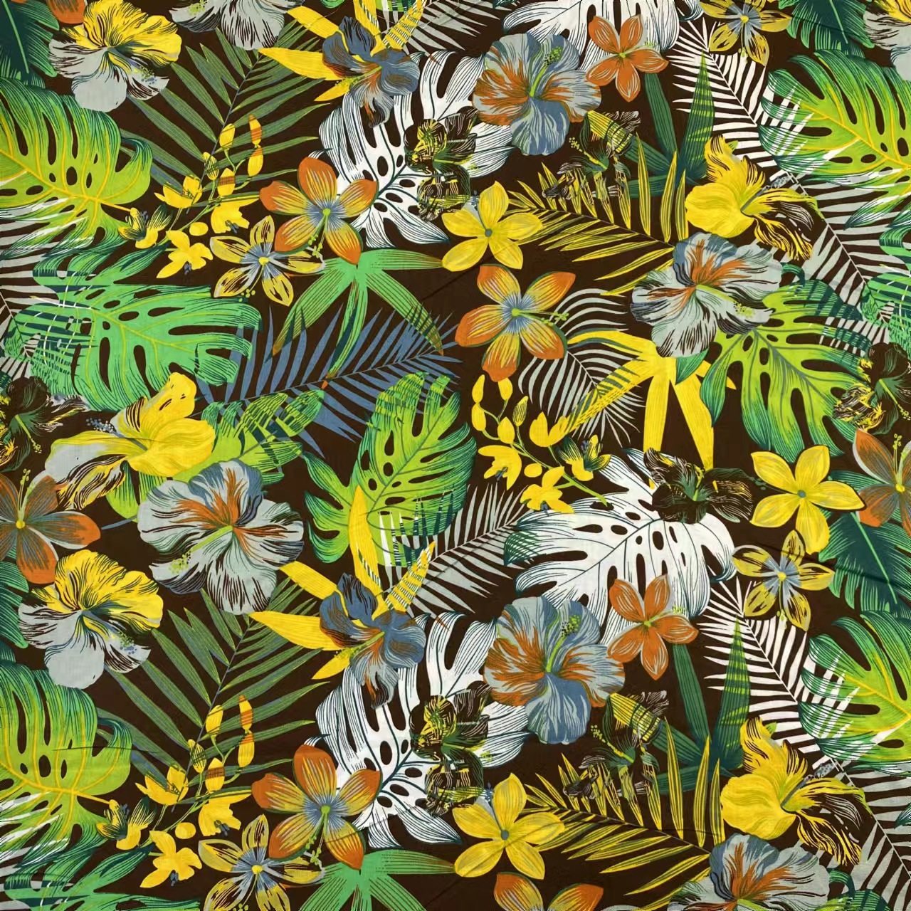 Cotton printed cloth Hainan Tropical Wind men's beach pants clothing hat fabric spot wholesale