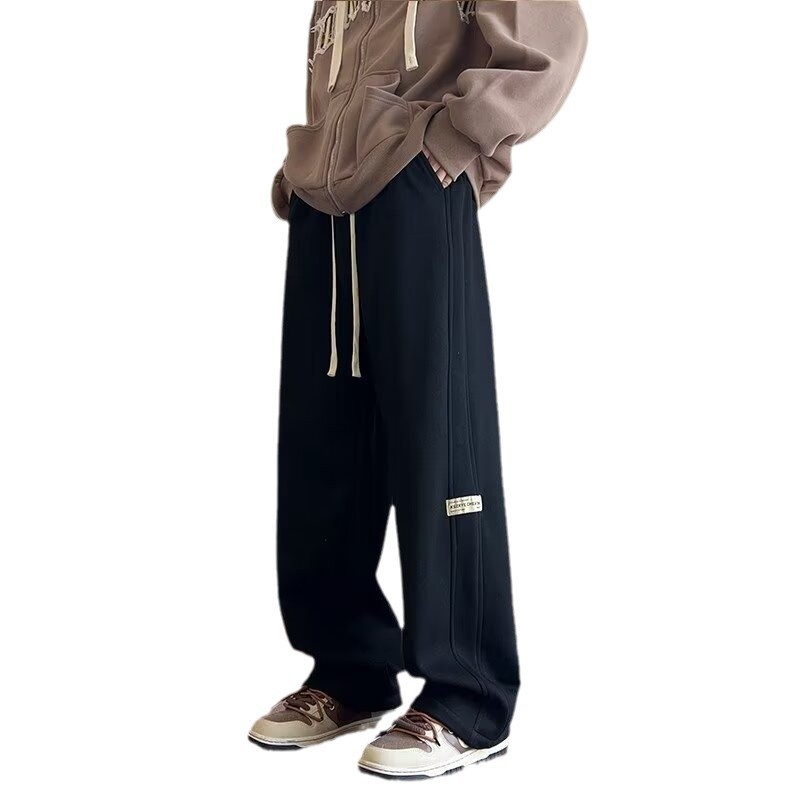 港风简约卫裤男秋冬潮流美式高街百搭休闲长裤复古直筒运动阔腿裤