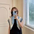 L Blue 70 Square Scarf
