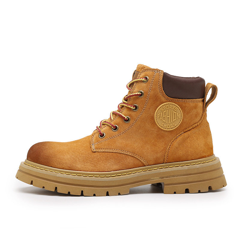 Giày Boot Cổ Cao Da Mờ Đế Dày Màu Vàng Bò Gót 5 cm