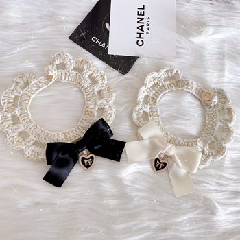 New pet retro love gold silk small fragrant style collar kitten puppy bow collar hand hook wool scarf