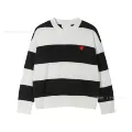 Black and white [a069 round neck large stripe model]