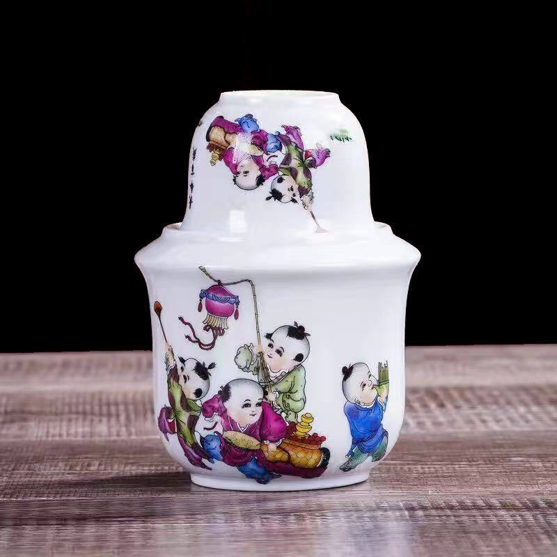 Ceramic Wine Warmer, Wine Glass, Wine Kettle, Household Heating Wine Artifact, Yellow Wine Set