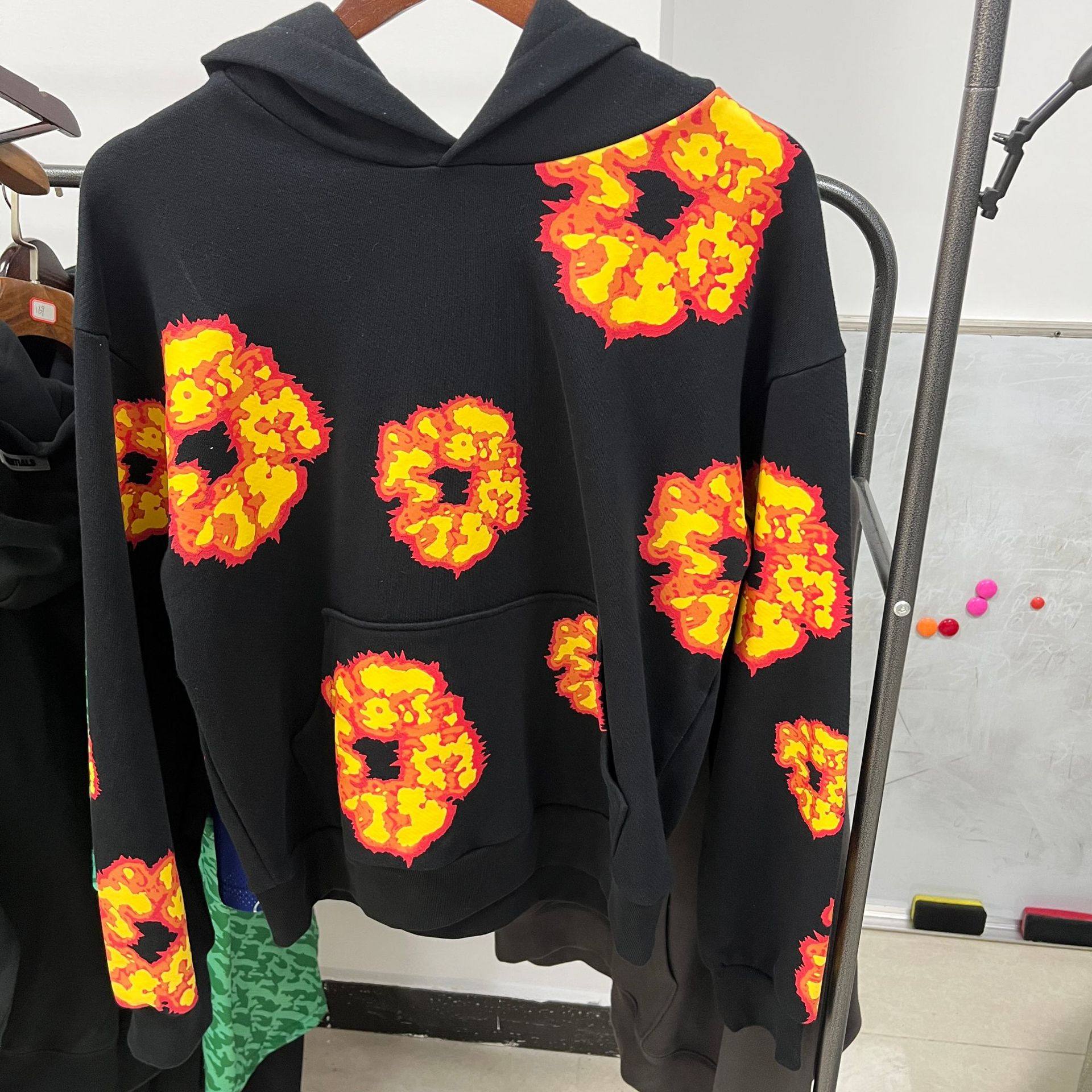 High quality version of Denim Tears Kapok foam printing loose autumn and winter 450g thickened hooded sweatshirt for men