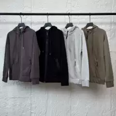 Cross-border Men's CP Solid Color Cardigan Jacket Hooded Korean Style Casual Youth Thickened Casual Sweater