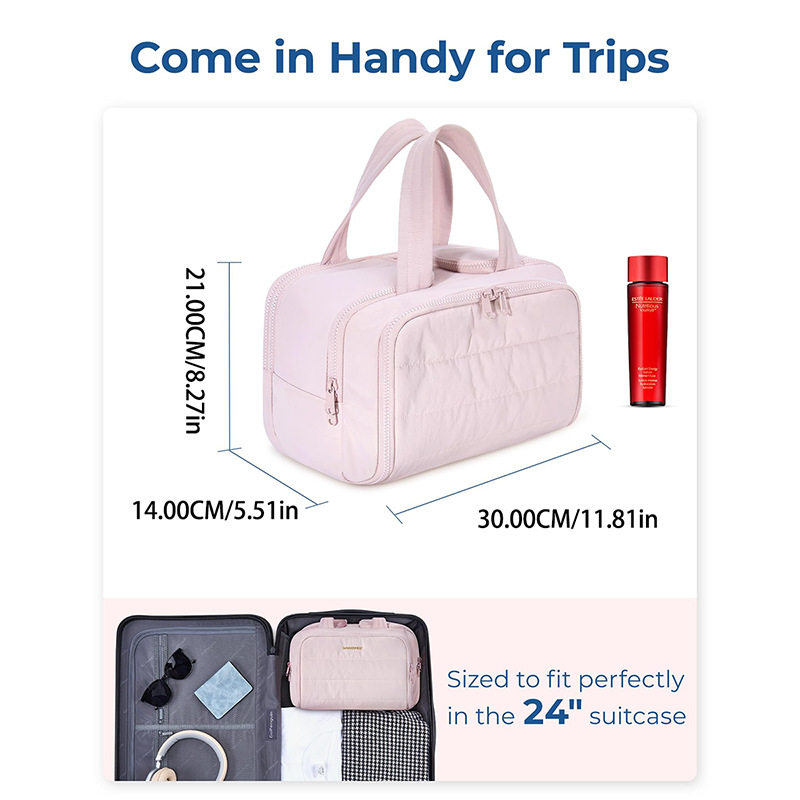 Feihong Cross-Border Large-Capacity Cosmetic Bag Convenient Portable Toiletry Bag Fluffy Large Wide Opening Cosmetic Toiletry Bag