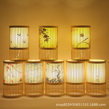 Bamboo Lamp Chinoiserie Tea Room B&B Guest Room Living Room Zen Tea New Chinoiserie Lantern Creative Japanese Bamboo Table Lamp