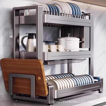 Kitchen Multifunctional Storage Rack Stainless Steel Dish Storage Rack Household Drain Rack for Dishes and Chopsticks Storage Box