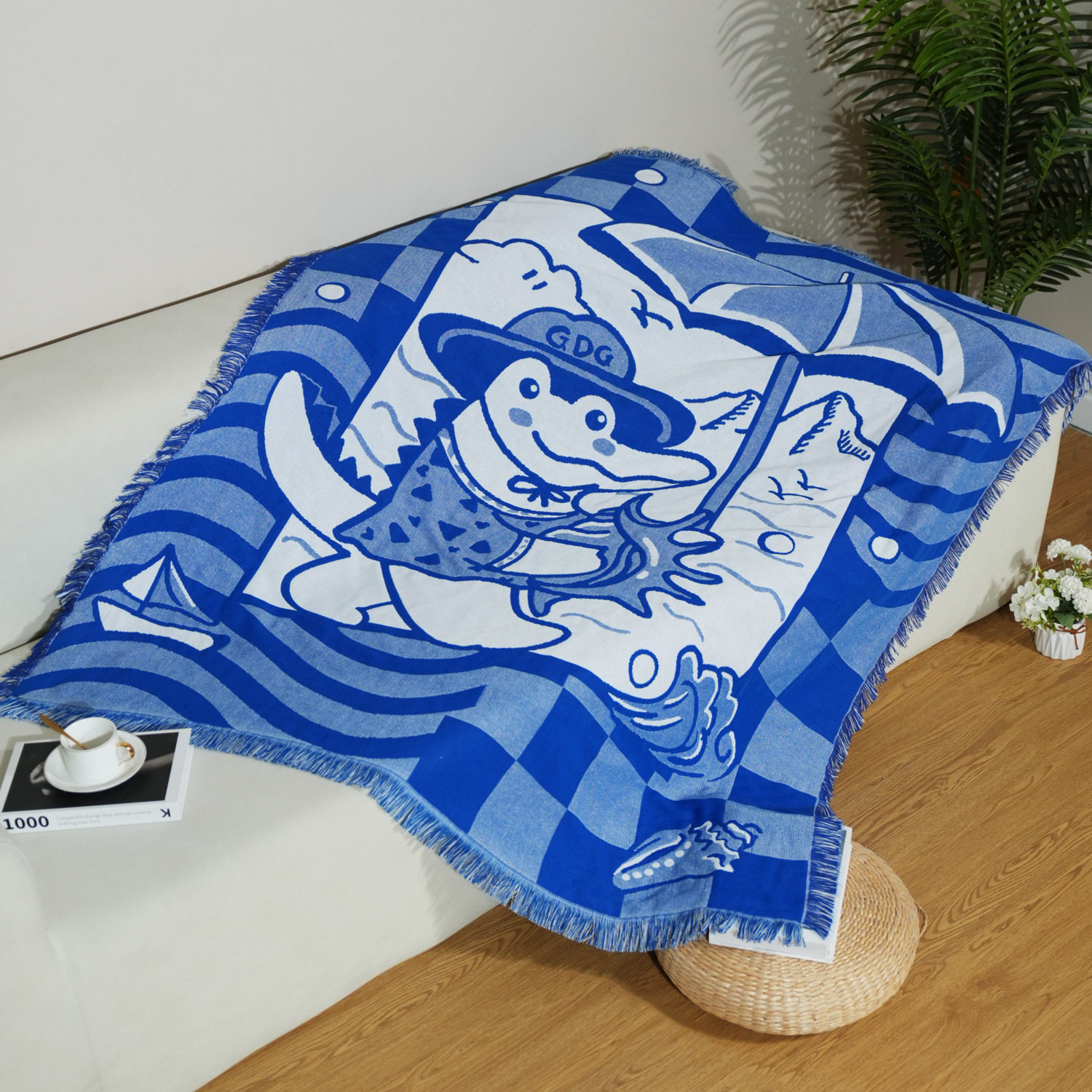 New Cartoon Anime Style Decorative Tapestries Jacquard Line Blanket Car Nap Cover Blanket Double Sided Available Gift Blanket Hot Sale