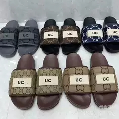 European Station Home 2024 New Thick-Soled Printed Embroidered Letters Sponge Cake Thick-Soled Outer Wear Versatile Couple Slippers